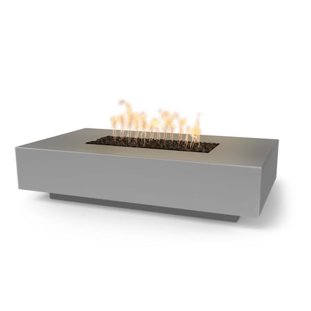 The Outdoor Plus 56 Rectangular Cabo Fire Pit, GFRC Concrete, Natural Gray, Match Lit with Flame Sense, Liquid Propane OPT-CBLN56FSML-NGY-LP